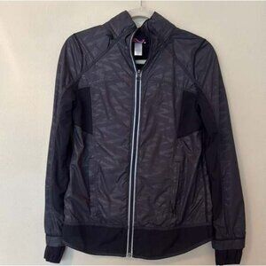 Ivivva Girl's Speed Ahead Black Zip Up Hooded Windbreaker Jacket Size 14
